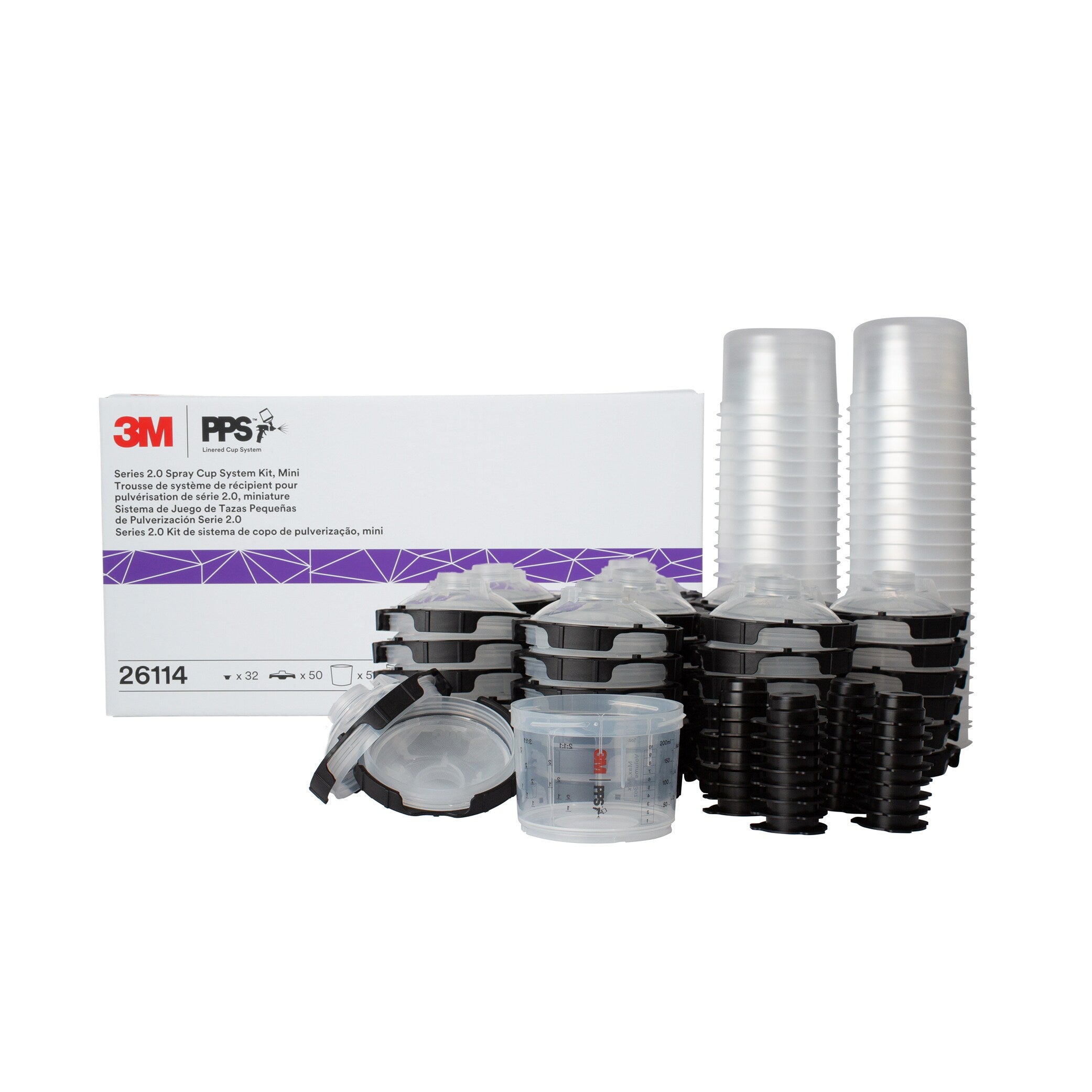 3M™ PPS™ Series 2.0 Spray Cup System Kit 26114, Mini 6.8 fl oz, 50 Per