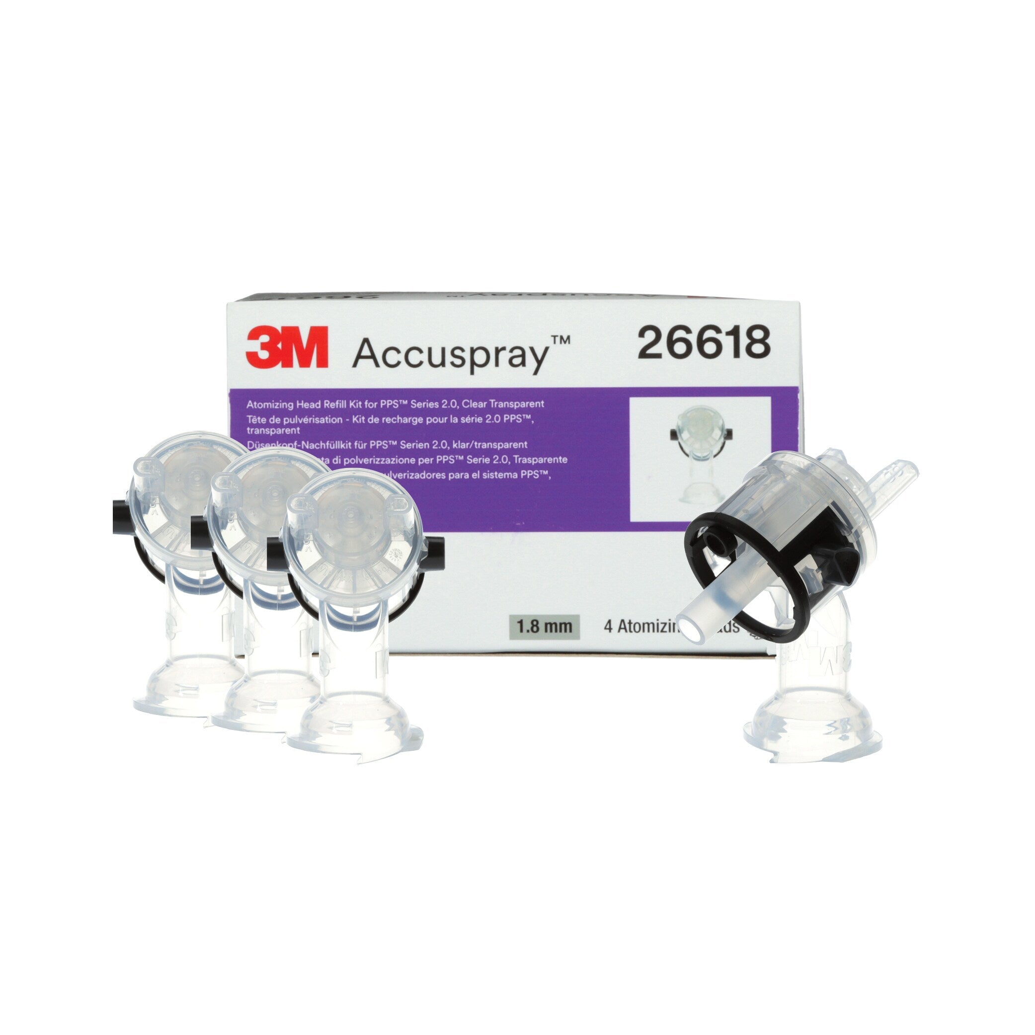 3M™ Accuspray™  Head Refill Pack for 3M™ PPS™ Series 2.0, Clear, 1.8 mm, 4 nozzles per pack