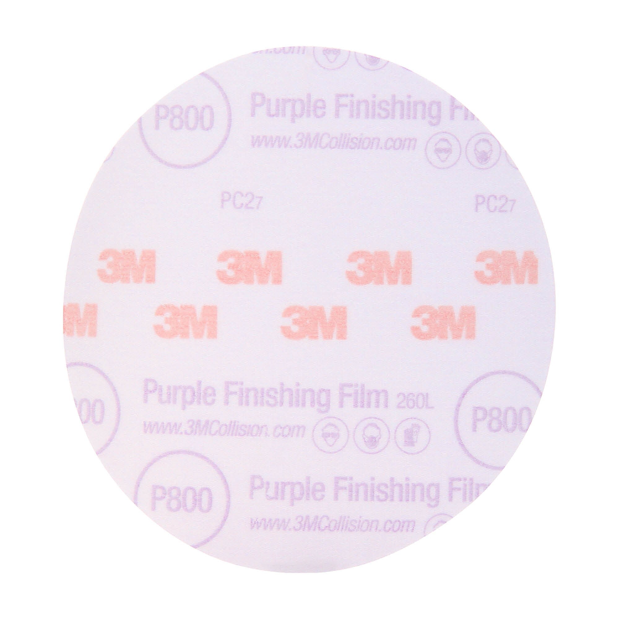 3M™ Hookit™ Purple Finishing Film Abrasive, 5 in, P800, 50 discs