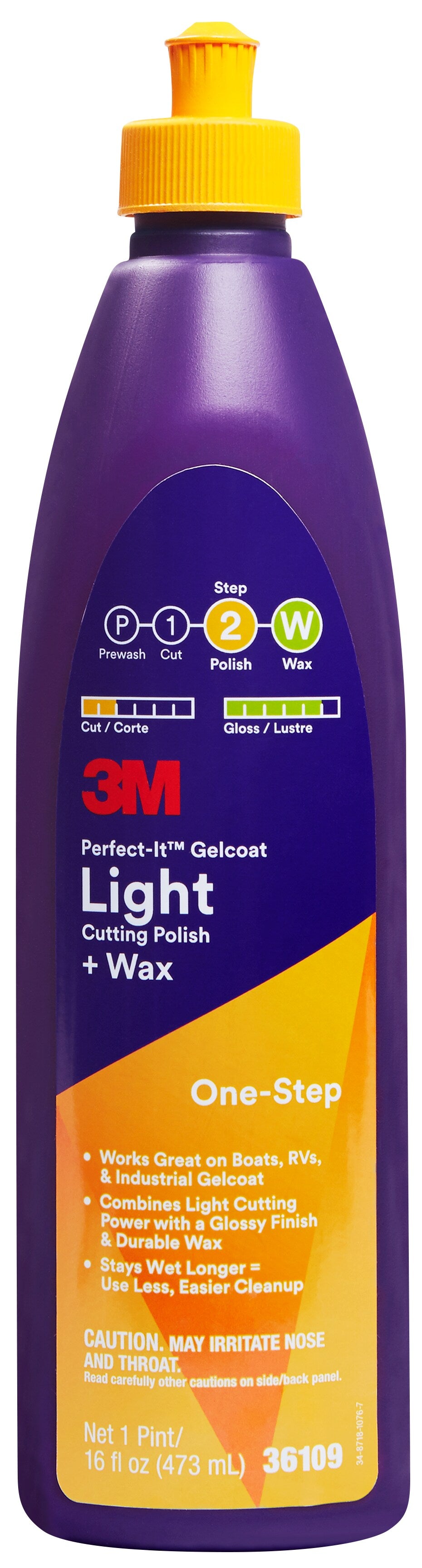 3M™ Perfect-It™ Gelcoat Light Cutting Polish + Wax, 36109, 1 pint