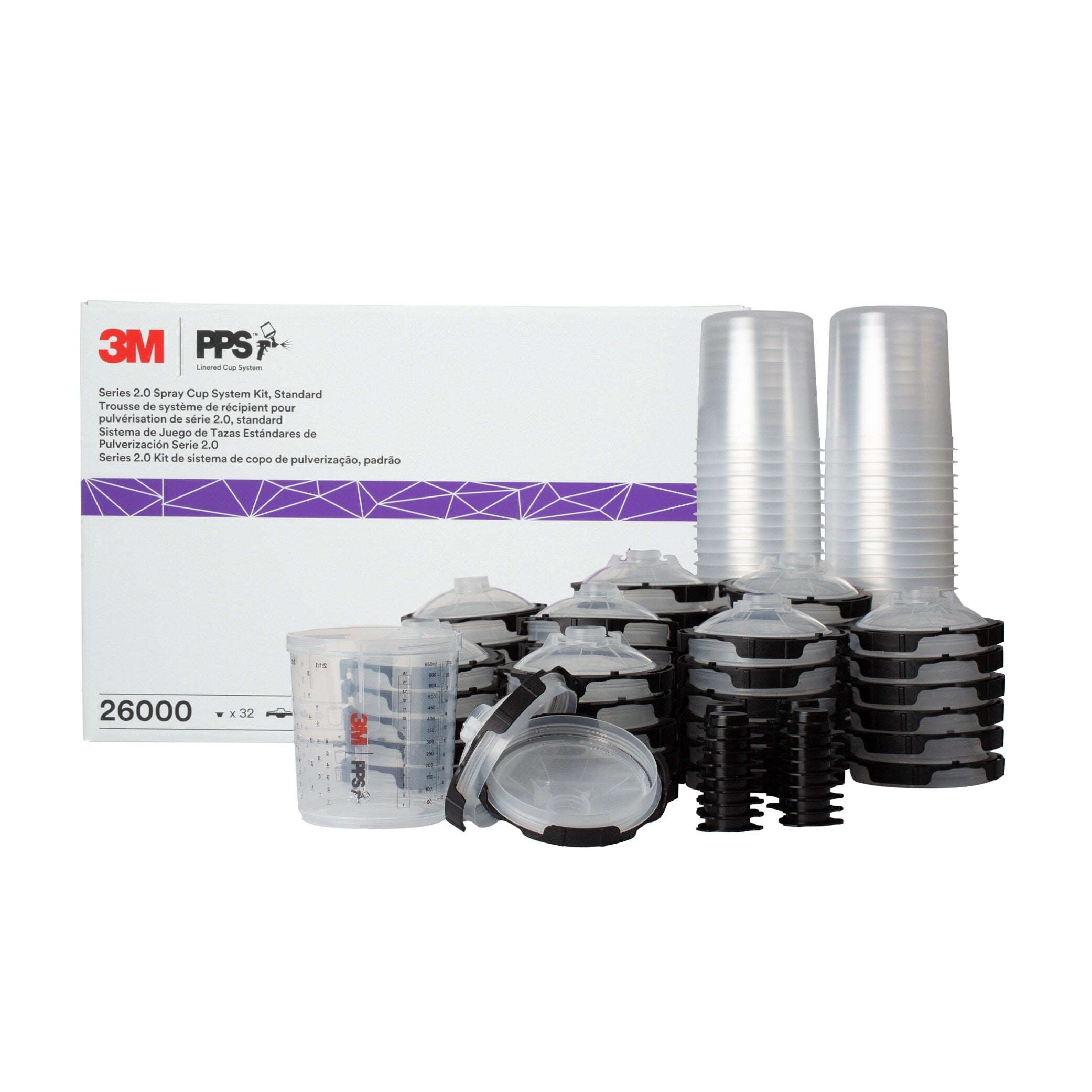 3M™ PPS™ Series 2.0 Spray Cup System Kit 26000, Standard 22 fl oz, 50 Per