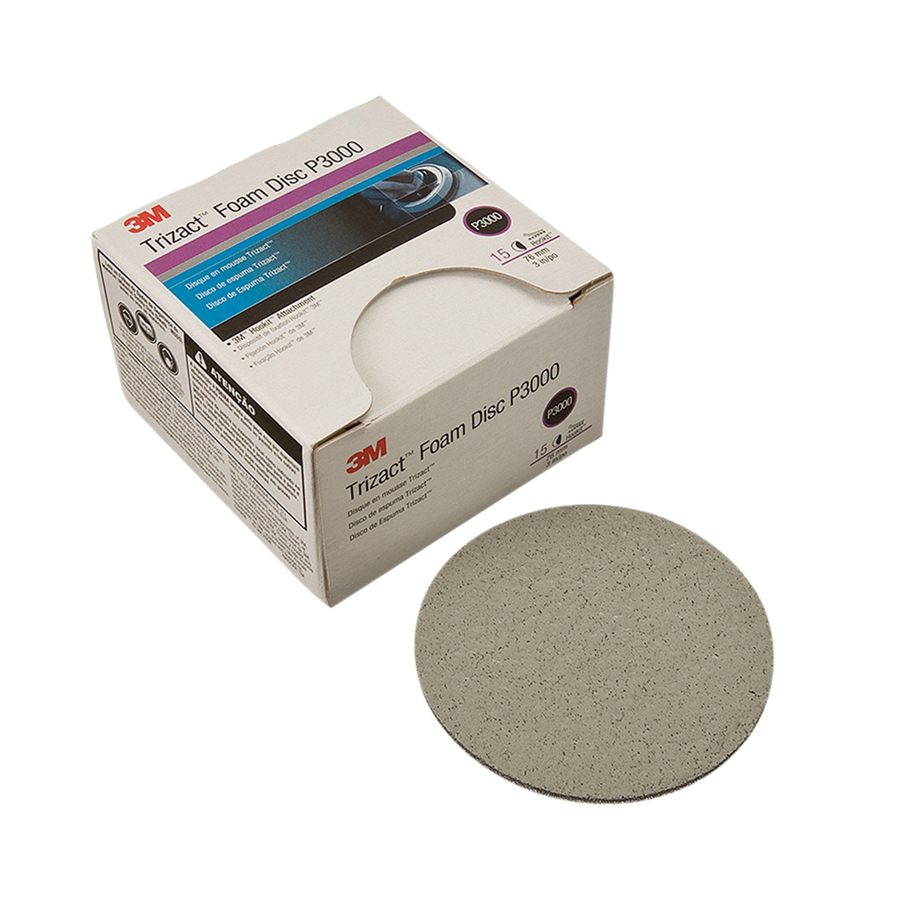 3M» TRIZACT» FOAM DISC 3000 HOOKIT» 5 IN, 15 DISCS PER BOX