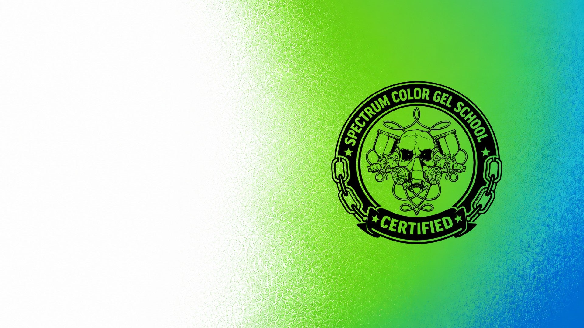 Spectrum Color Gel School Certified badge on a green gradient