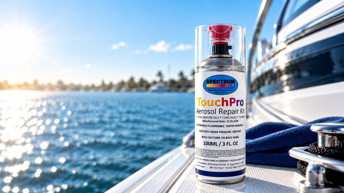 TouchPro Aerosol Repair Kit on a boat deck
