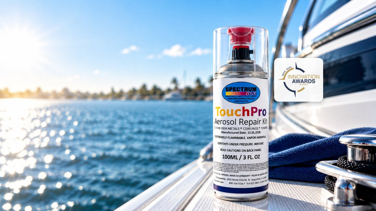 TouchPro Aerosol Repair Kit on a boat deck, IBEX 2026 Innovation Awards Winner